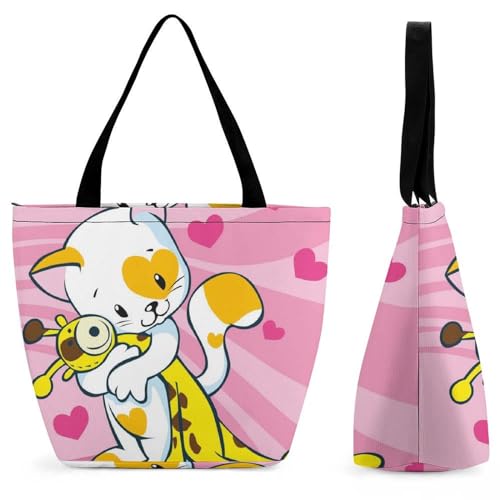 Sac de shopping chat girafe spacieux contre le manque de place quotidien