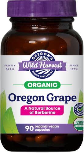 Oregons Wild Harvest Certified Organic Oregon Grape Berberine Supplement 1140 mg 90 Count