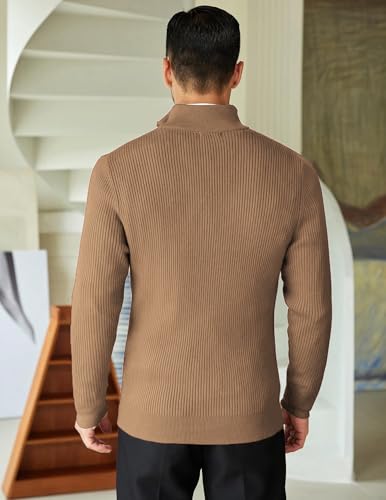 Image of DENIMHOLIC Men High Neck Zipper Full Sleeve Cotton Knitted Winter Sweater for man