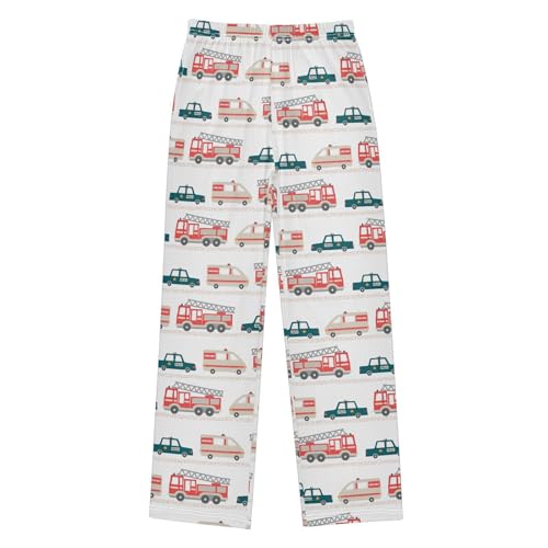 ZZXXB Fire Truck Print Boys Long Pants Soft Trousers Elastic Waist Kids Lounge Bottoms with Pockets S-XL