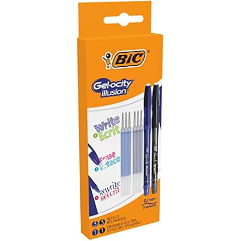 Set de Escritura BIC Gel-ocity Illusion con 2 Bolis de Gel Recargables y 6 Recambios Cover