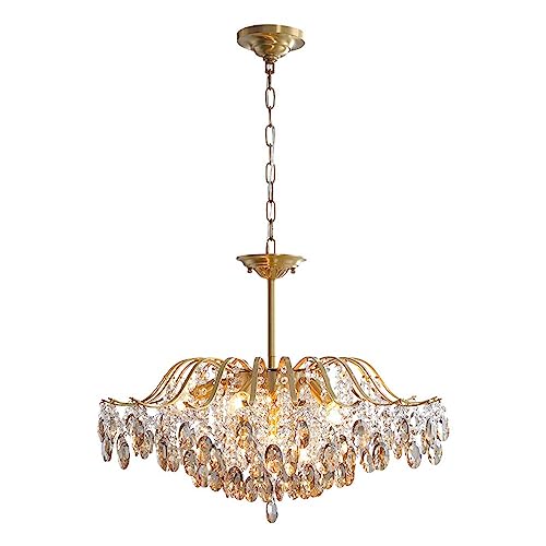 Lampe suspendue en laiton et cristal haut de gamme pour salle à manger