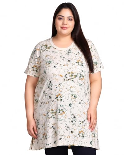 Image of In Love Women's All-Over Printed Cotton Plus Size Longline T-Shirt with Pockets