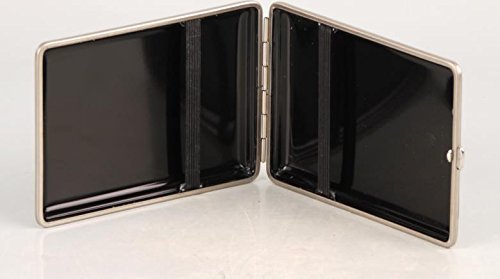 Etui na papierosy miękka skóra czarna rama nikiel matowy 100 mm/18 szt