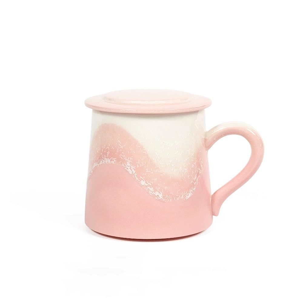 Tazze da tè Tazza rosa ambra, set di 1 tazza da caffè in ceramica smaltata con coperchio, capacità 11,5 once for il ricordo della ragazza per il latte