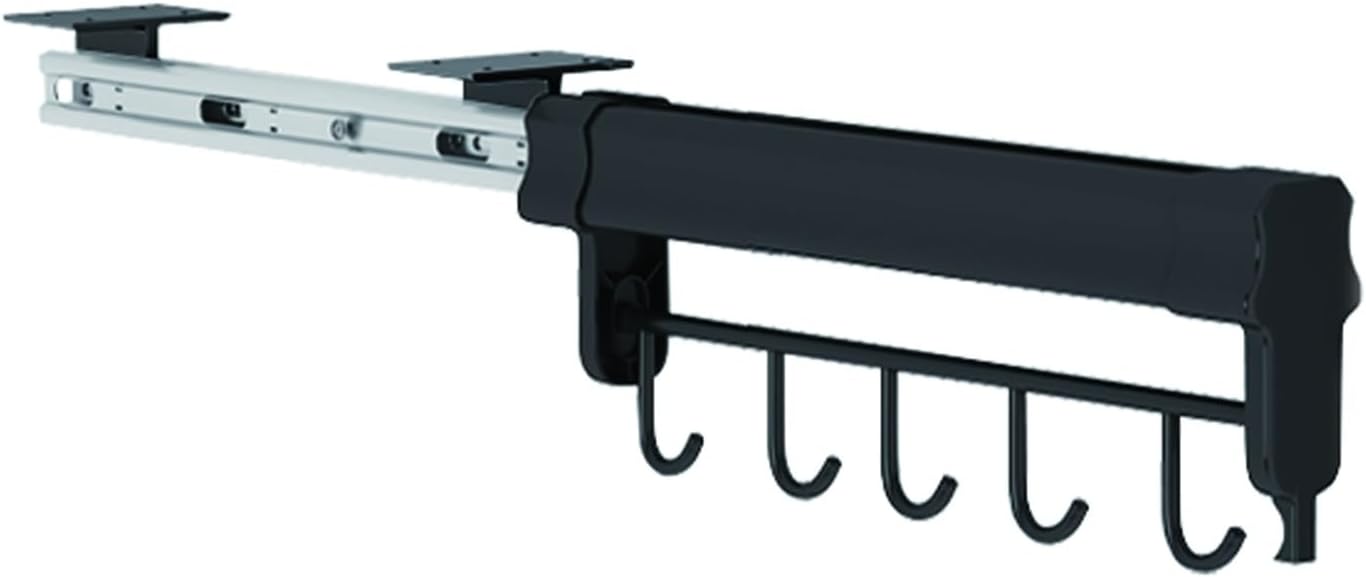 Pull Out Pot and Pan Organizer with 5-8 Hooks, Hanging Pot Racks for Kitchen Under Cabinet,Expandable Cabinet Tool Racks Pot Rack Hooks Aluminum Alloy and Stainless Steel(36cm/14.17in)