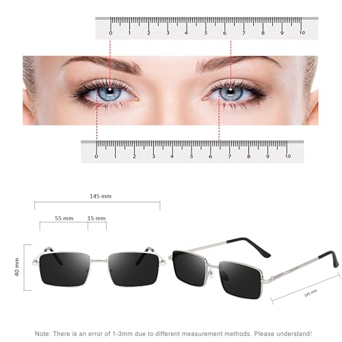 Image of Classic Rectangular Metal Frame Sunglasses, Silver Frame with Black Lenses, UV Protection