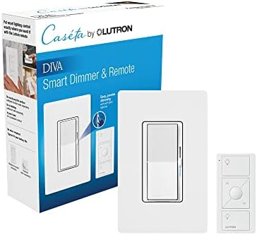 Lutron Diva Smart Dimmer Switch with Wallplate and Pico Smart Remote for Caseta Smart Lighting | No Neutral Wire Required | DVRFW-6L-WH-A | White