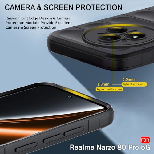 Image of TheGiftKart Liquid Silicon Back Cover Case for Realme Narzo 80 Pro 5G | ShockProof Military Grade Protection | Micro-Fibre Cloth On Inner Side | Anti-Slip Grip Back Cover for Narzo 80 Pro (TPU, Black)