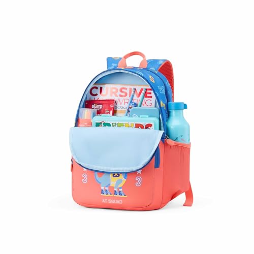 Image of American Tourister Wiggle | 26 Ltrs | 2 Compartments | Bottle Pocket | Ergonomic Padded Back Panel & Shoulder Straps | Kids Backpack | 1 Year International Warranty | Champ Coral Blue