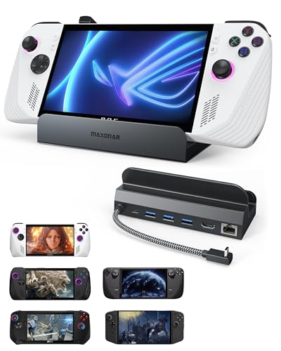 Image of Maxonar 6 in 1 Loot Docking Station (Hyper-Grip, HDMI 2.1, 4K@120Hz) for ASUS ROG Ally X /Steam Deck OLED /Legion Go /MSI Claw with HDMI 2.1, 3*USB-A 3.0, 1000Mbps Ethernet, 100W USB-C Charge