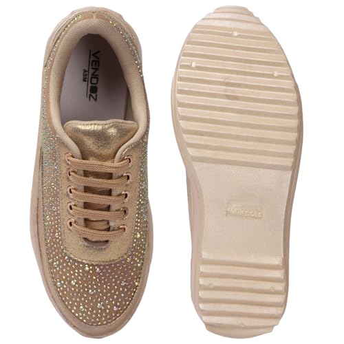 Image of Vendoz Women Party & Wedding Bridal Sparkling Glittery Crystal Sneakers CNV4030