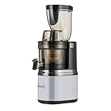 4SWISS Slow juicer BM202xJJ - Gemüse Und Obst Elektrisch Saftpresse BPA-frei mit Zubehör, Leistungsstarker Ruhiger Motor [430 W], Einfaches Reinigungssystem und Enzymschutzsystem… (Silver)