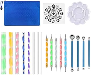 19PCS Dotting Tools for Rock Painting Polymer Clay Pottery Craft Mandala Art Tools Painting Kit with Carrying Bag, Mandala Stencil, Dotting Pens, Dotting Rods, Ball Stylus, Paint Tray by MYCreator