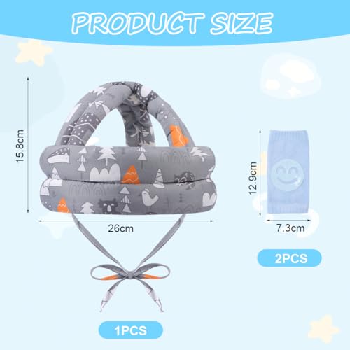 Miniatura 2 de Hagot Protector Cabeza, Transpirable Golpes Seguridad Con Rodilleras, Ajustable Golpe Para Años Que Aprenden Camina Y Gatear Gris