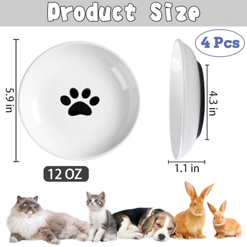 BNOSDM-4-Pcs-Cat-Food-Bowls-Ceramic-Shallow-Cat-Dishes-Non-Slip-Silicone-Bottom-Whisker-Fatigue-Pet-DryWet-Food-Plates-Set-for-Indoor-Small-Cats-Dogs BNOSDM 4 Pcs Cat Food Bowls Ceramic Shallow Cat Dishes Non Slip Silicone Bottom Whisker Fatigue Pet DryWet Food Plates Set for Indoor Small Cats Dogs