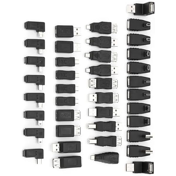 Wakects 40 PAKIET SZYBKO Różnorodność Adapterów USB2.0 do Micro Mini Samice Samice Male Converters, Practical, Premium Quality, Wszechstronne Rozwiązanie