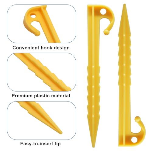 Estacas de Tienda de Plástico, Pack de 12, 5.7 Pulgadas, Amarillo Brillante miniatura 3