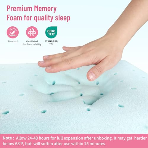 Image of CushyOasis Memory Foam Pillows for Side, Back and Stomach Sleepers, Set of 2, Bed Pillow with Washable Cover and Breathable Mesh, Bed Pillow for Sleeping (Pink,Queen Size)