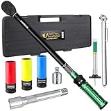 Uharbour Torque Wrench 1/2” 20-230Nm Set, 8-Piece Car Torque Wrench Set with Tyre Pressure Gauge, Tread Depth Gauge, Extension Bar, 3 Sockets & 1/2” to 3/8” Adapter