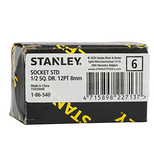 Image of STANLEY 1-86-540 Chrome Vanadium Steel 12 Point Standard Socket 1 /2 inch8 mm Silver