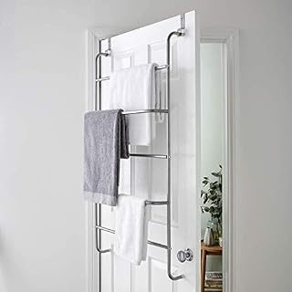 Over Door Clothes Airer Towel Rail Rack Hanger Holder Bathroom Storage Organiser (5 Tier)