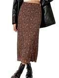 Avanova Women's Ditsy Floral High Waisted Skirts Lettuce Trim Summer Boho A Line Midi Skirt A Brown...