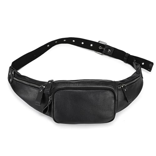 Riñonera de piel auténtica para hombre bandolera elegante con múltiples bolsillos