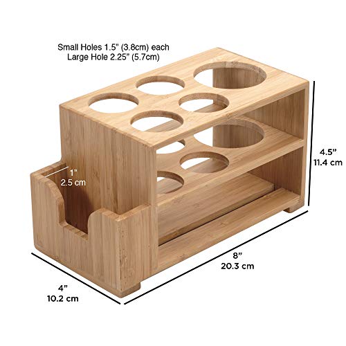 Mobilevision Toothbrush & Toothpaste Holder W/ Wider Slots For Electric Toothbrushes Plus Floss Holder For Bathroom Vanity Storage Bamboo, 5 Slots #TOP1