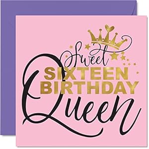 Geburtstagskarte zum 16. Geburtstag für Mädchen und Sie – Sweet 16 Queen – Happy Sixteenth 16 Card Girl for Daughter…