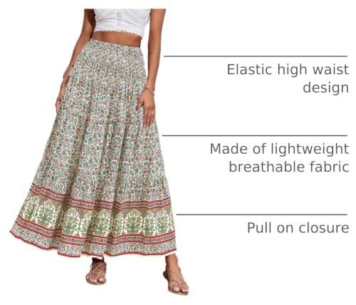 Image of CFLONGE Summer Maxi Skirts for Women 2026 Trendy Floral A Line Boho Skirt