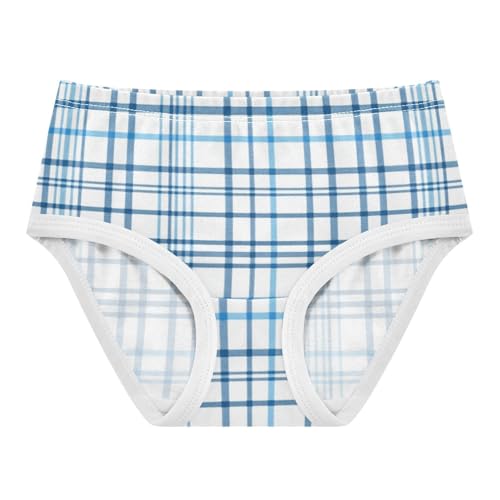 Blue Grid Plaid Girls' Stretchy Triangle Panties Comfort Color for Young Girls in Sizes 2T,3T, 4T, 5T, 6Y and 8Y