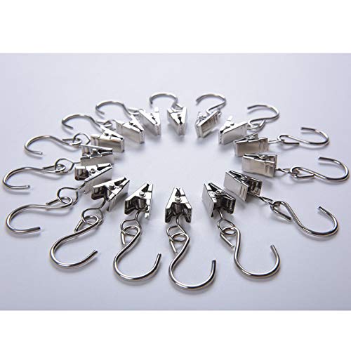 Yicoovey Pack of 50 Curtain Clips, Metal Curtain Hooks, Curtain Fasteners with S Hooks, Home Decoration - Image 4