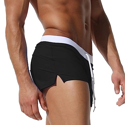 Men's Swim Boxer Trunks Swimwear Swimsuits Shorts with Zipper Pockets Beach Briefs2