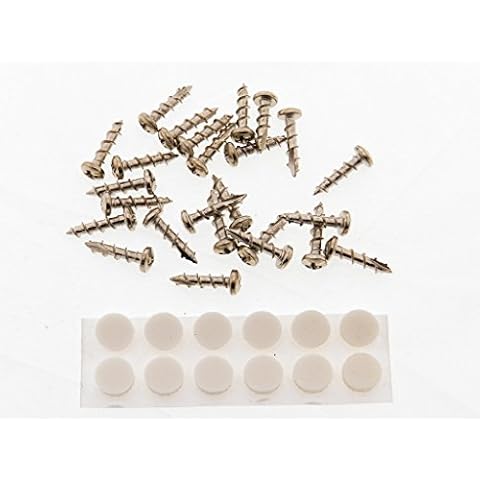 25 Pack Bright Nickel Screws and Bumpers 5/8" Self Tapping Phillips Pan Head Screw for Any Style Youngdale or Other Brand Flush Mount Cabinet Hinges requiring Panhead Screw Cover