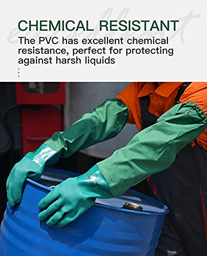 PACIFIC 66cm Wiederverwendbare Lange Teichhandschuhe, Abflussreinigungshandschuhe mit Vollem Arm, Heavy-Duty, Maschinen, Industrie, L