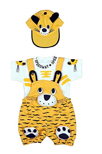 Image of Baby Boy's And Baby Girl's Dungaree Set /Romper Set with T-Shirt And Cap