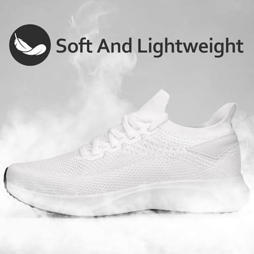 Giniros Zapatillas de Deportivas Hombre Ligeros Transpirables Zapatillas Running Bambas Sneakers Correr Jogging Caminar Casual Atlético Tenis Fitness Gym Blanco 42EU - imagen 5