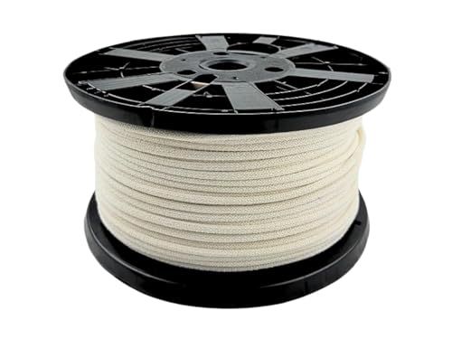 1/4' Cotton Blend Rope, Polyester Reinforced Utility Rope, 500 ft Spool, Low Stretch Soft Grip Cord