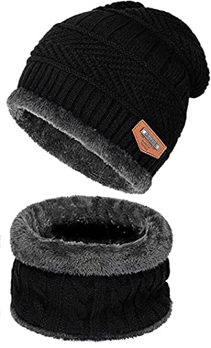 SPIRO Winter Knit Beanie Cap Hat Neck Warmer Scarf Set for Men & Women (2 Piece) (Color : Black) Perfect for Morning & Evening Walk in Winters (B0CKBW5D8S) Amazon Price History, Amazon Price Tracker
