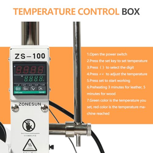 ZONEPACK ZS-100 Digital Embossing Machine with Stamping Letter Hot Foil Stamping Machine Manual Tipper Stamper Heat Press Machine for PVC Leather Pu and Paper Stamping with Paper Holder(Only Machine)