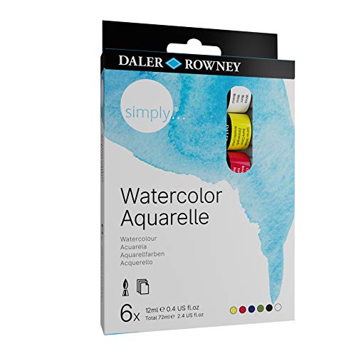 DALER ROWNEY Simply, Tinta Aquarela Bisnagas de 12ml, 6 Cores
