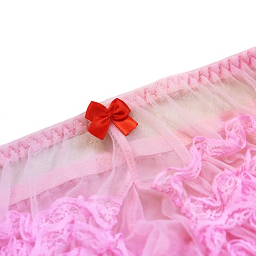 Mens Mesh Lace Boxer Briefs Sissy Lingerie Frilly Ruffled Panties See Through Underwear Sleepwear4