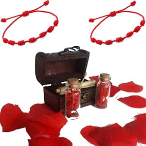 ODISEO Regalo Romantico para Parejas. Pulseras Parejas hilo rojo del destino – Regalo Aniversario – Cofre con 2 Pulseras de Hilo Rojo de Leyenda Japonesa y Pergamino