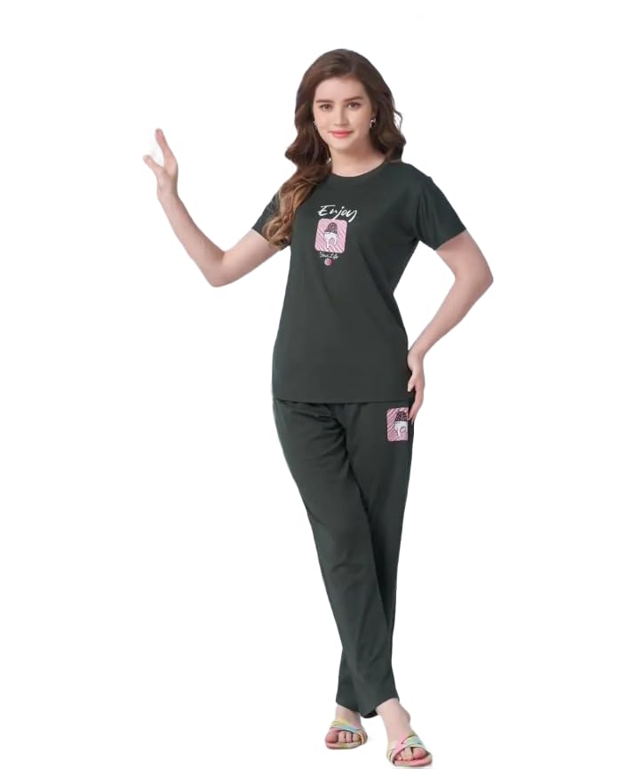 Imported Tencel Night Suit | Soft & Comfortable (Black, M)