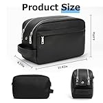MIRASON Travel Toiletry Bag for Men Leather Travel Bag for Toiletries, Dopp Kit Water-resistant Shower Bag for Shaving Bathroom Organizer Gifts for Men, Black - Image 3
