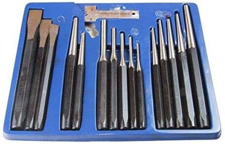US PRO 16 Pc Comprehensive Punch and Chisel Set with Tray B2071