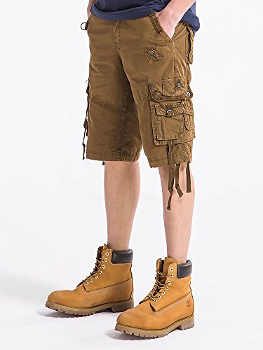Ochenta Men's Cargo Shorts Loose Fit Multi Pockets Casual Work Outdoor Hiking #3233 Coffee 32 #TOP2