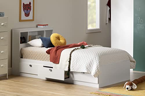 South Shore Spark Twin Storage Bed And Bookcase Headboard, Pure White #TOP7