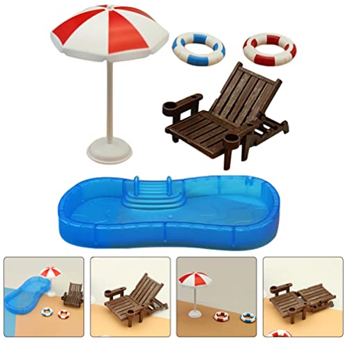 Doll House Mini Swimming Pool Miniature Beach Chair Set Dollhouse Decorations Summer Dollhouse Accessories Mini Dollhouse Furniture - Image 4